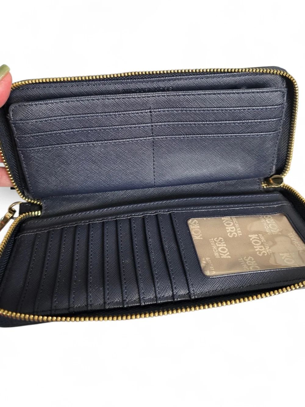 Michael Kors Navy MK Logo Tote & Wallet Bundle EUC - Picture 10 of 15